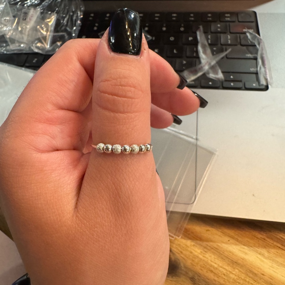Elegant Silver Beaded Ring